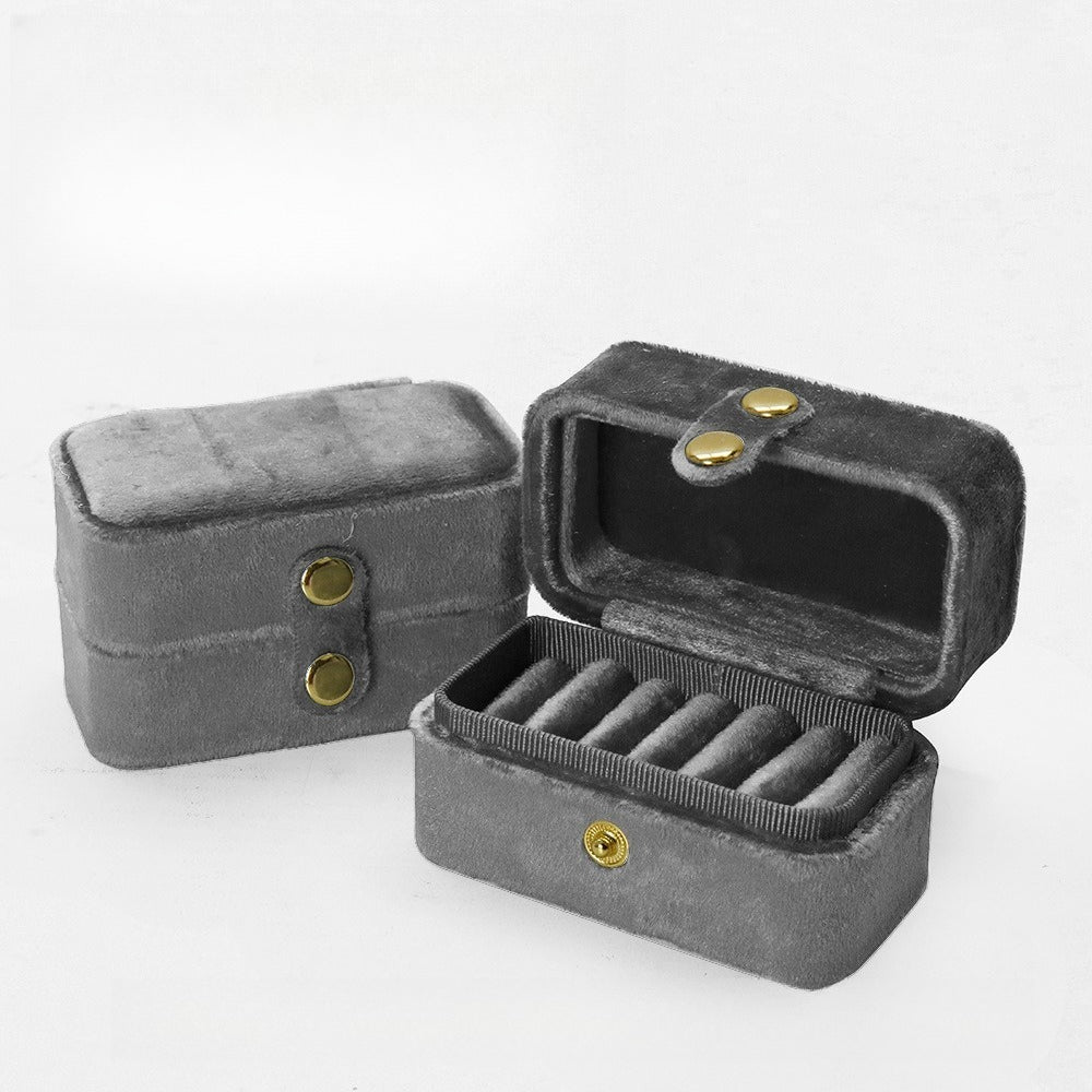 Multi Slot Velvet Ring Earring Jewelry Box Multiple Colors
