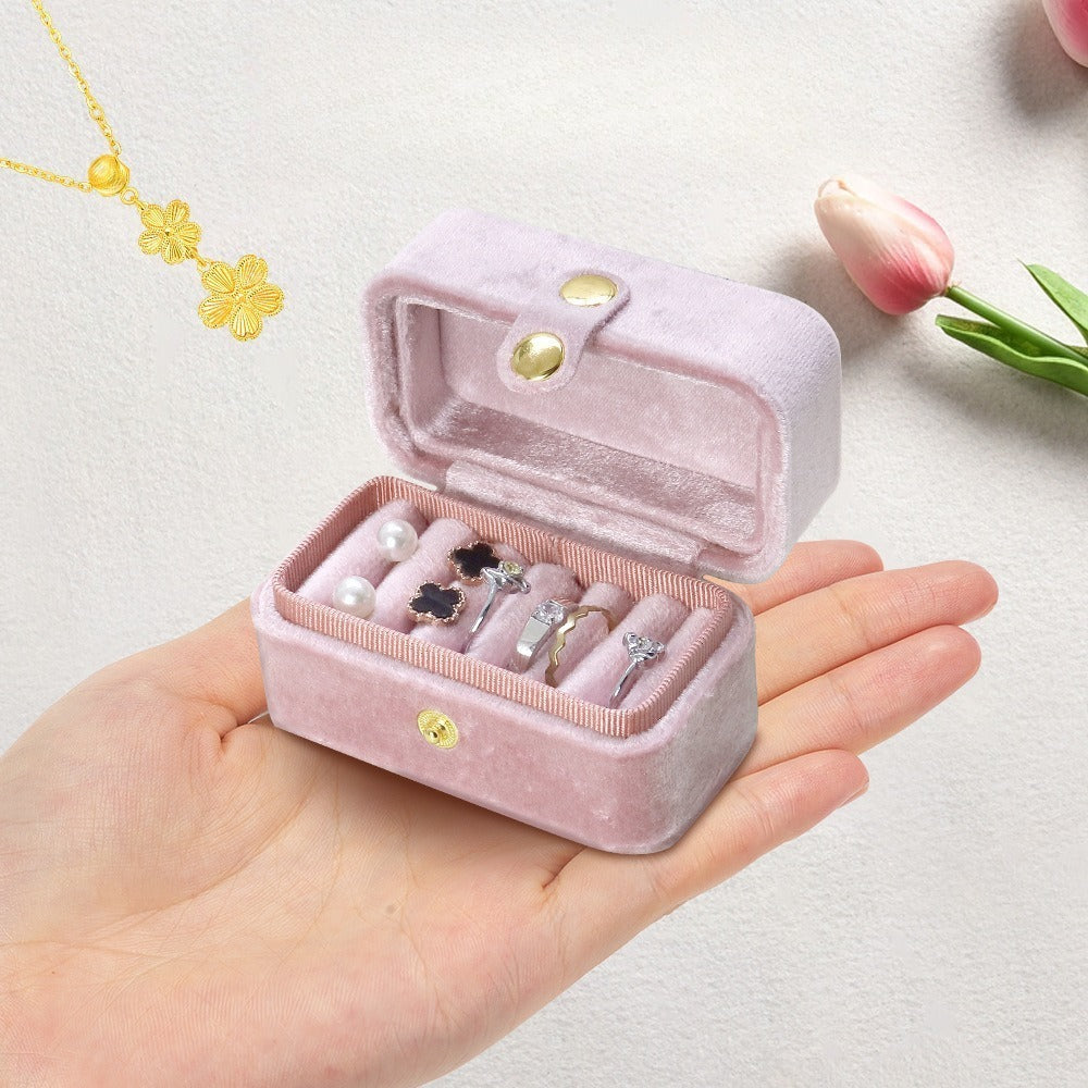 Multi Slot Velvet Ring Earring Jewelry Box Multiple Colors