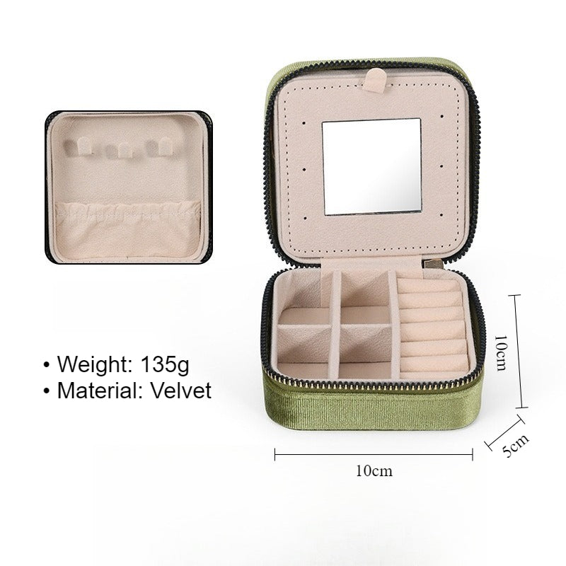 Portable Travel Earring Jewelry Box with Mirror