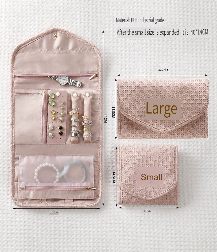 Portable Leather Foldable Travel Jewelry Pouch Multiple Colors