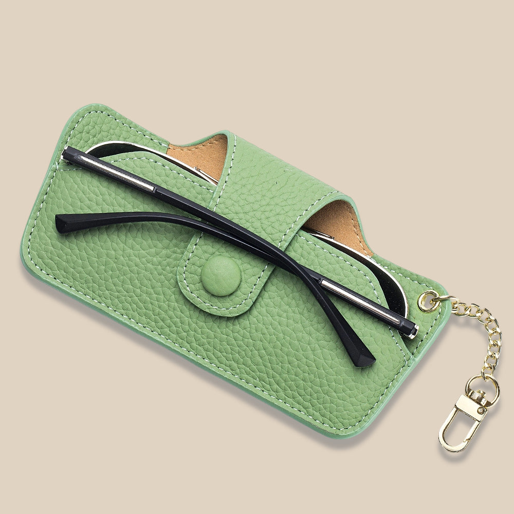 Genuine Leather Vintage Slim Portable Eyeglasses Case Unisex
