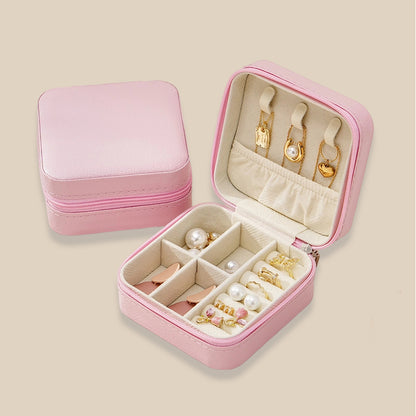 Portable Simple Leather Travel Jewelry Case