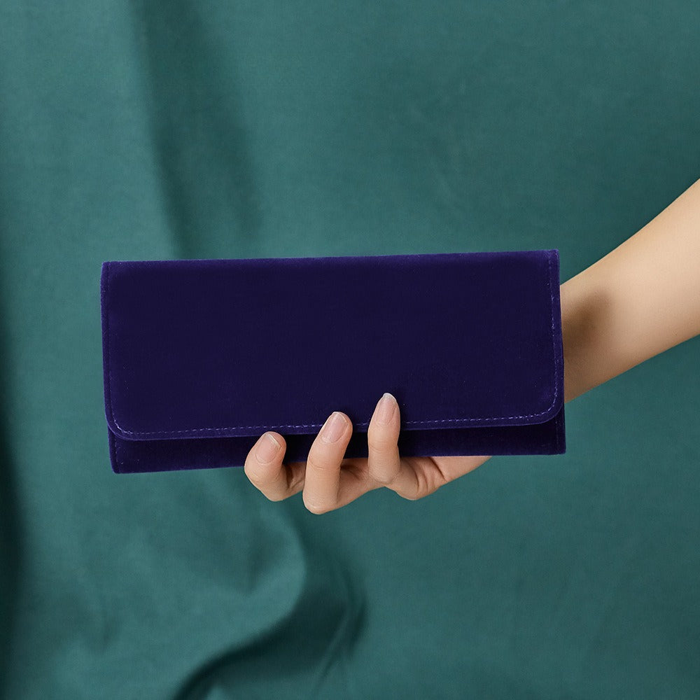 Deerskin Travel Jewelry Clutch Pouch Portable Blue