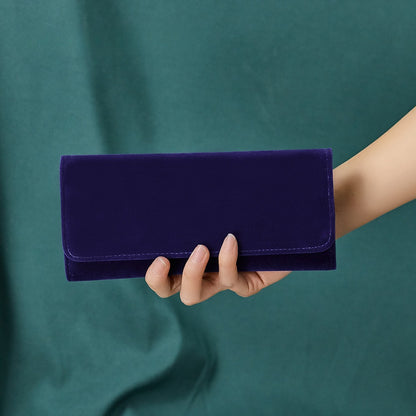Deerskin Travel Jewelry Clutch Pouch Portable Blue