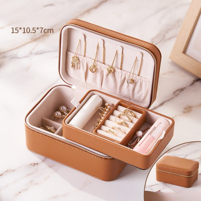 Small Apricot Brown Jewelry Box for Necklace Ring Hair Accessory