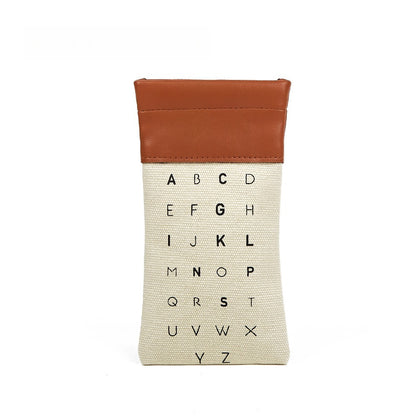 Letter Pattern Canvas Elastic Students Eyeglasses Case