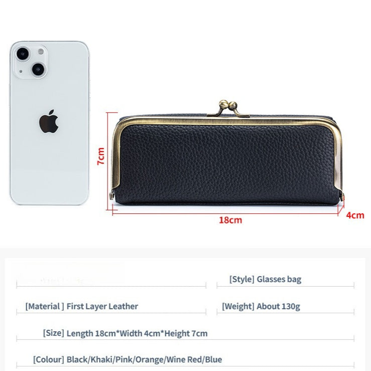Creative Portable Genuine Leather Eyeglasses Case for Ladies