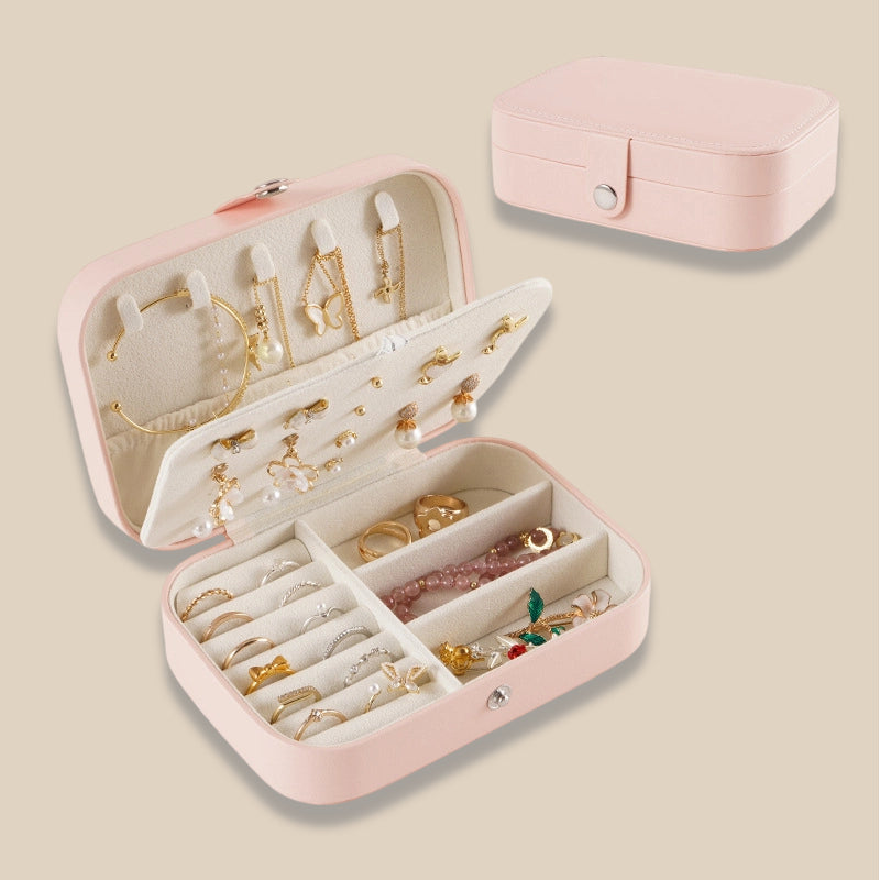 PU Single Layer Jewelry Box Necklace Earring Ring Portable